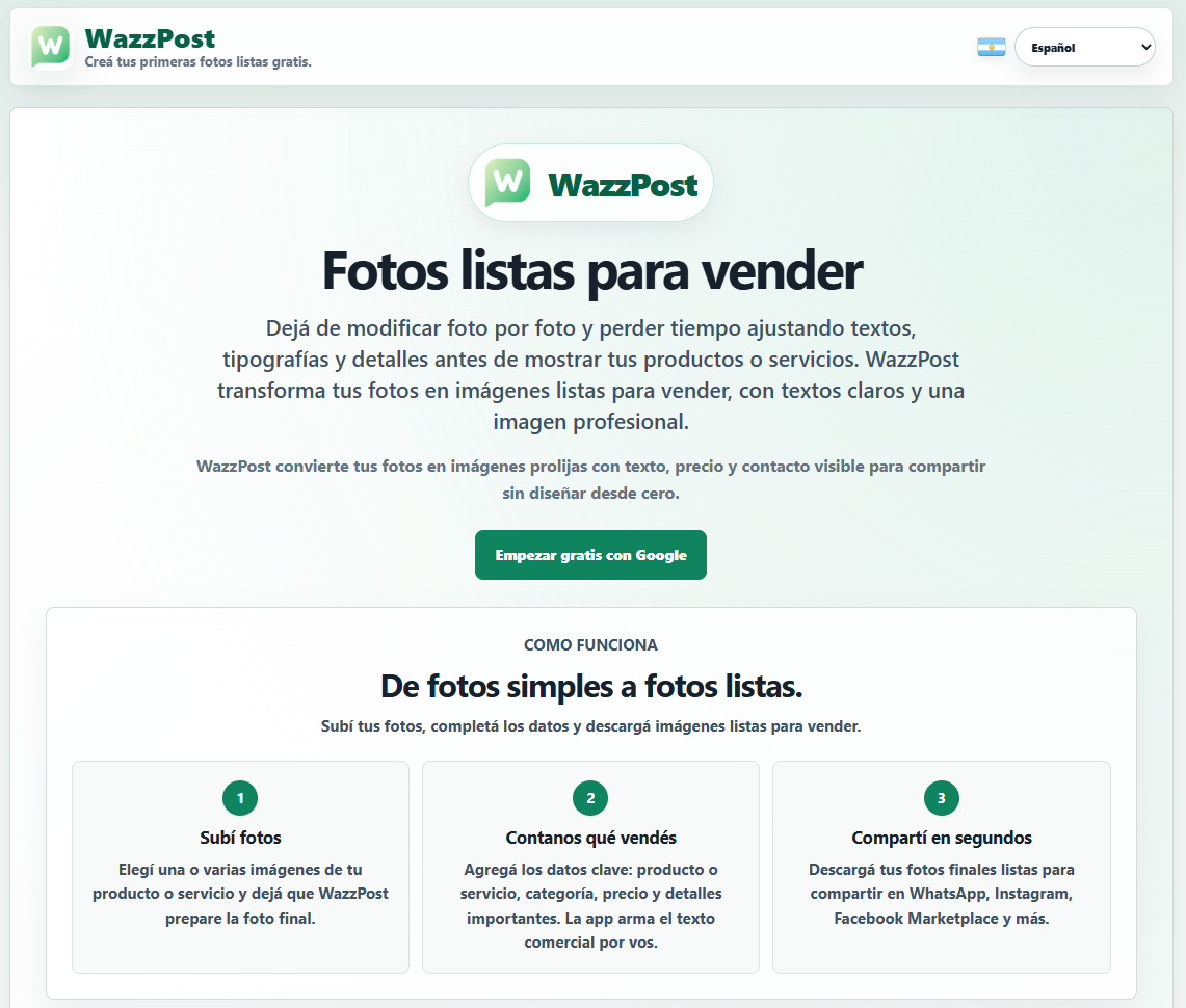 WazzPost, plataforma para crear fotos comerciales listas para vender